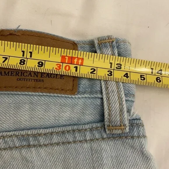 American Eagle Denim Cut-Off Jean Shorts Womens Size 0 Lace Boho Festival - Picture 6 of 13